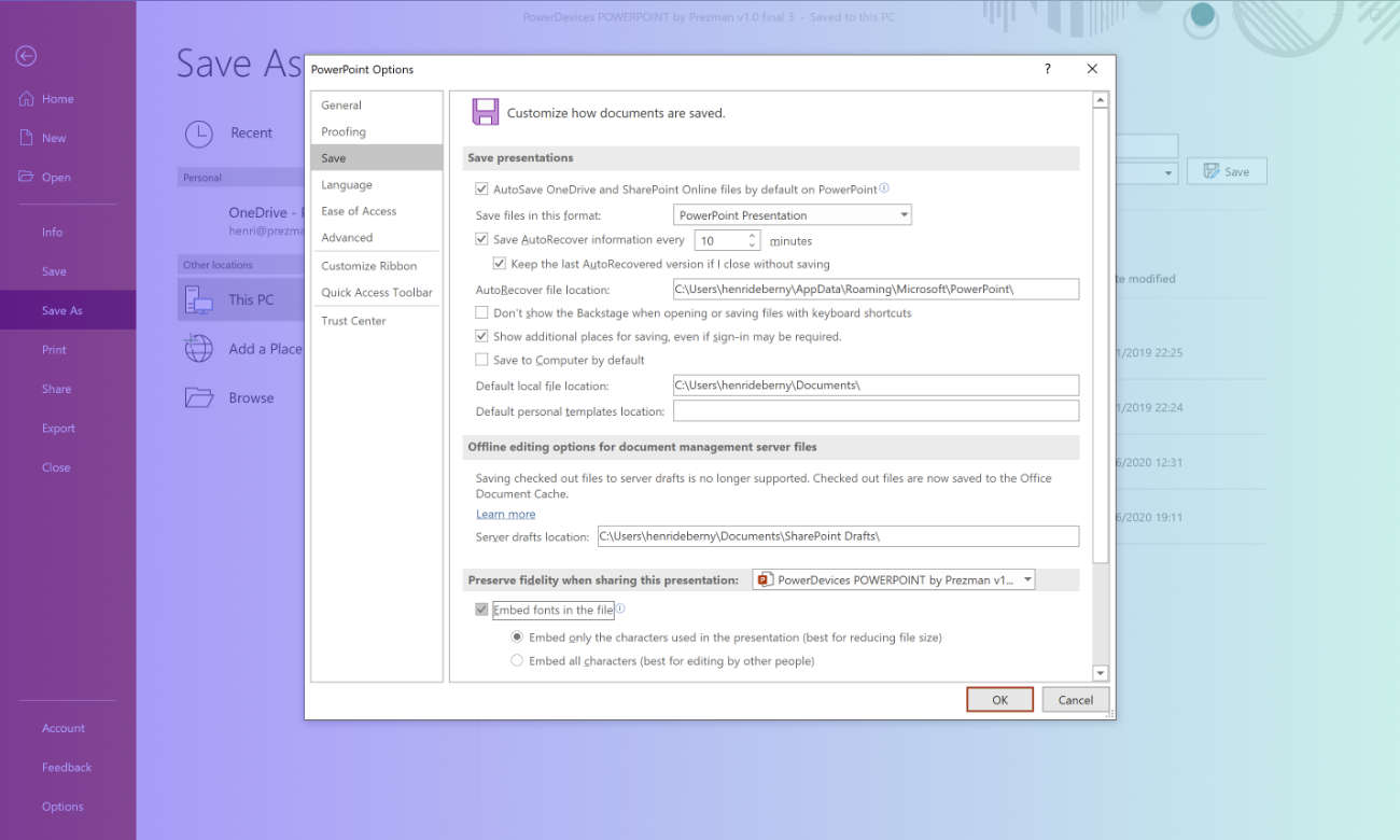 Incorporer les polices dans powerpoint
