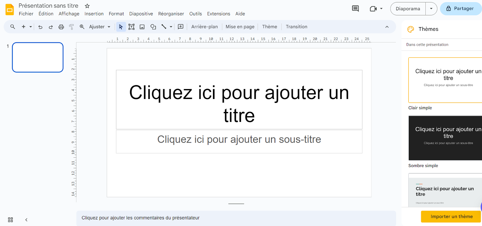 Interface Google Slides